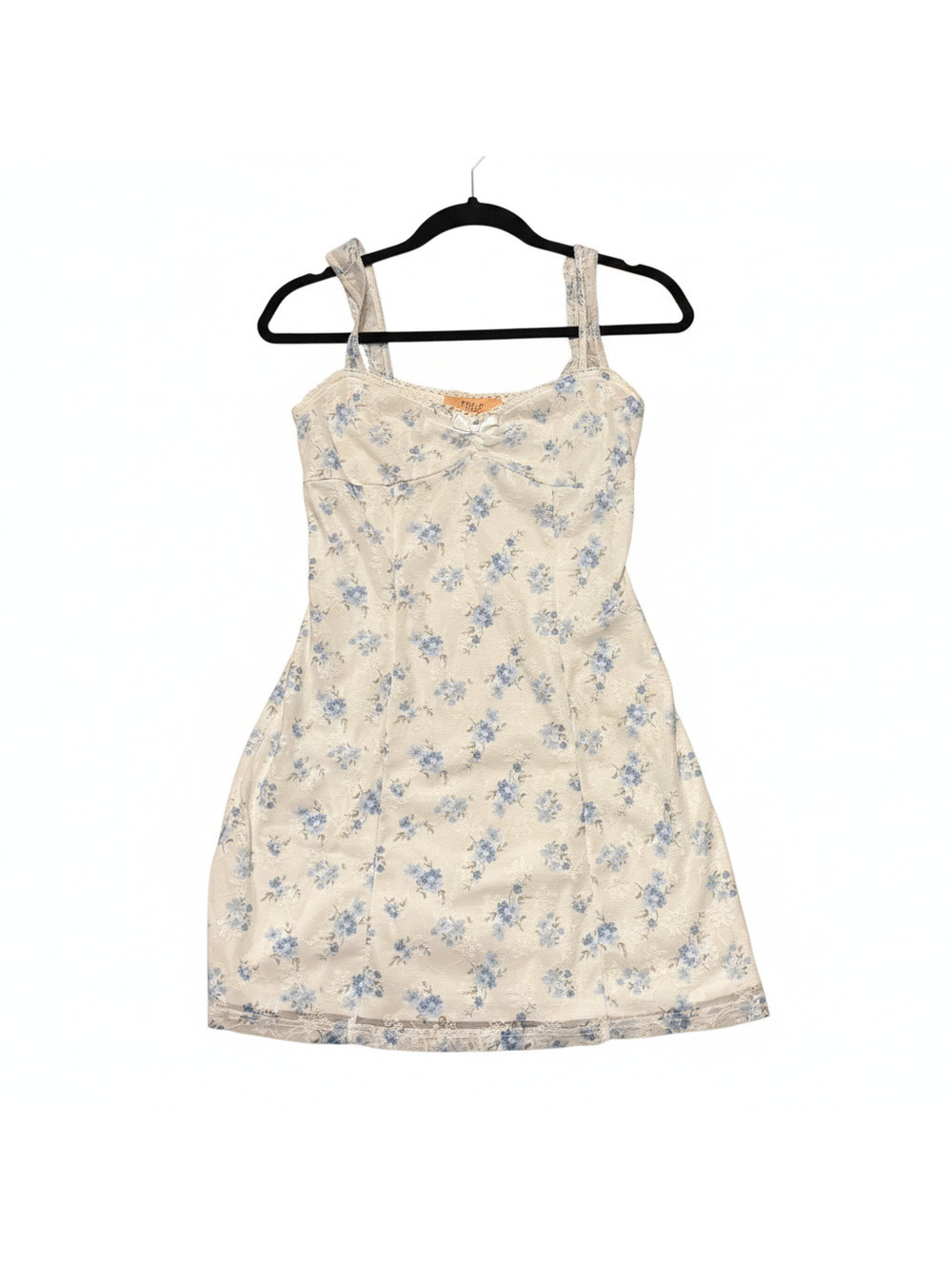 Stella Dallas White & Blue Floral Mini Dress Small